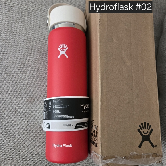Hydroflask 24oz Wide flex Cap Bold Red  Water Bottle - Picture 1 of 8